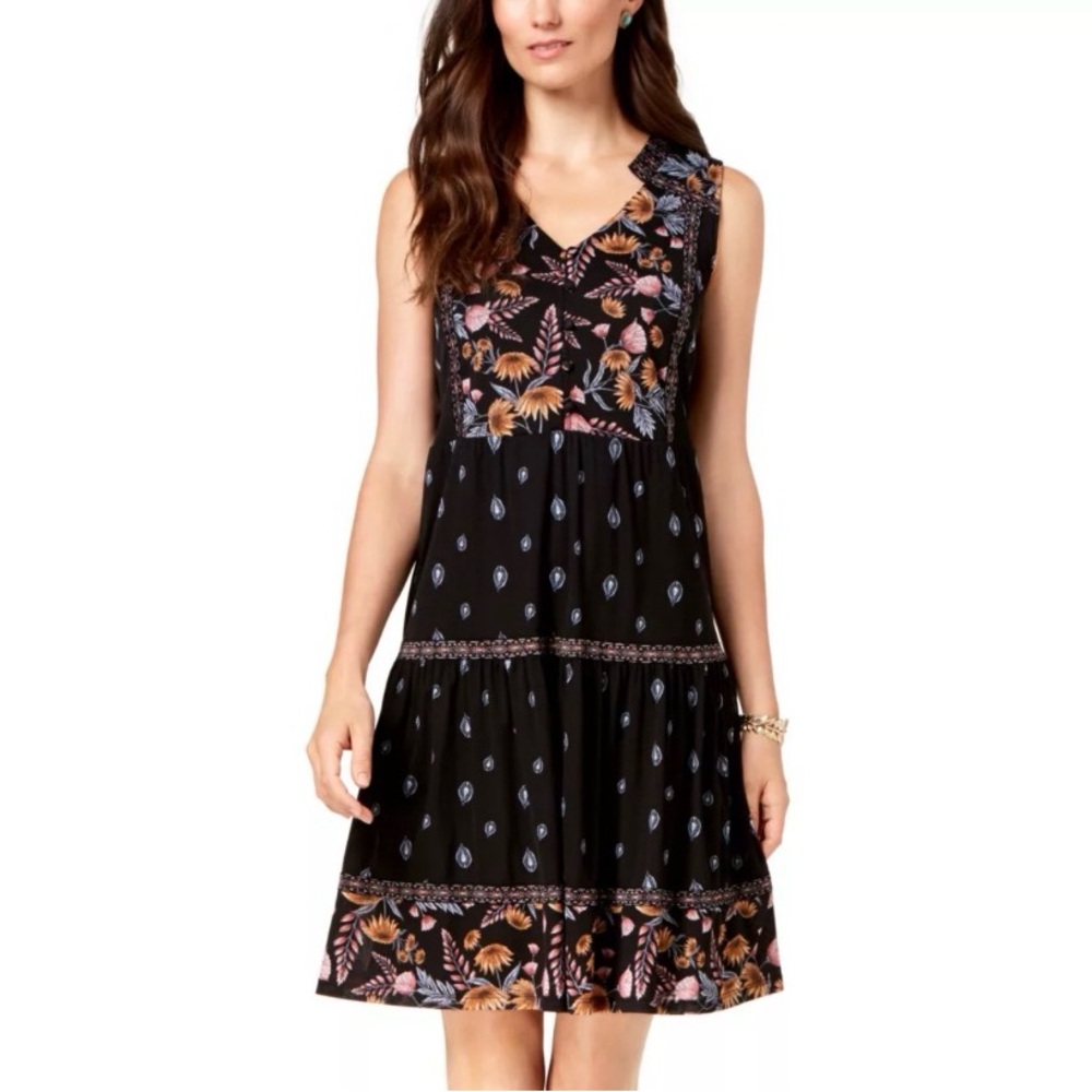 Style & Co. Black Floral Mini Dress